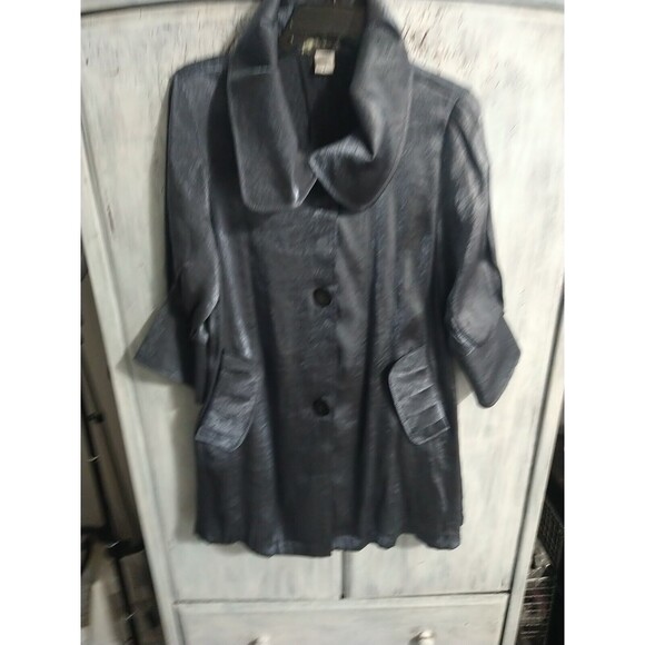 Damee Ruffled 3/4 Sleeve Jacket Blue Boho Vintage Y2K Classy Blue Medium - Picture 7 of 10